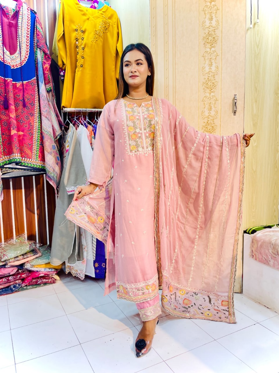 Georgette Embroidery Three Piece